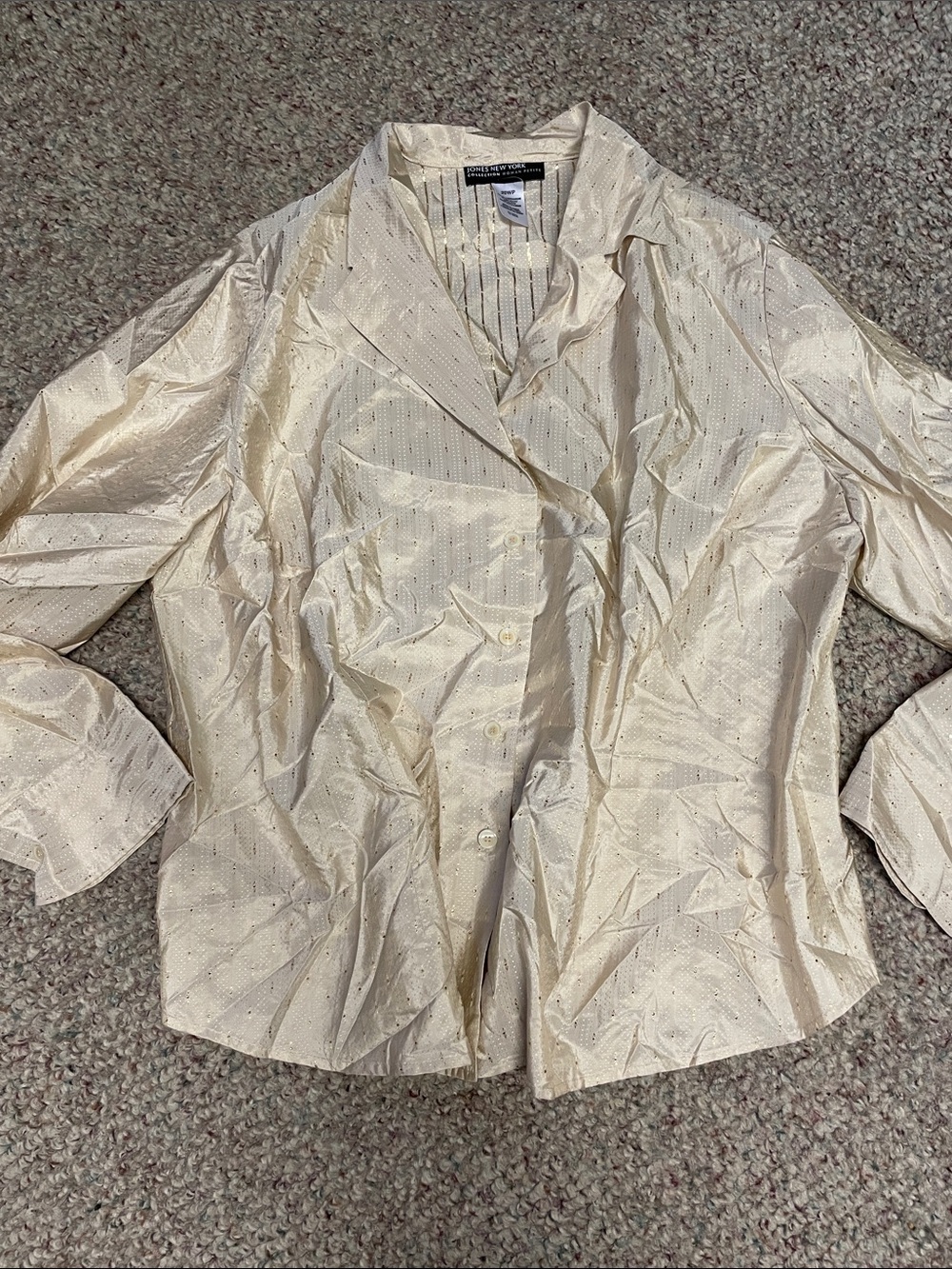 Pure silk with gold metallic threads Button-Front Blouse- nwt